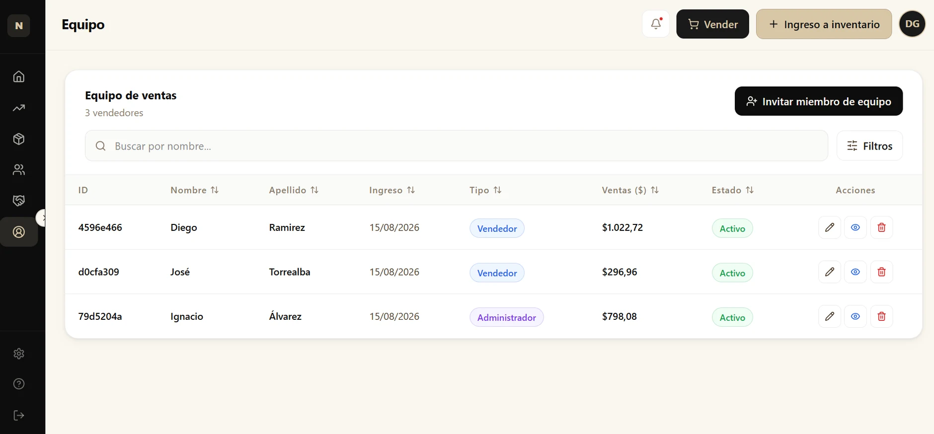 Módulo Equipo de Nexo