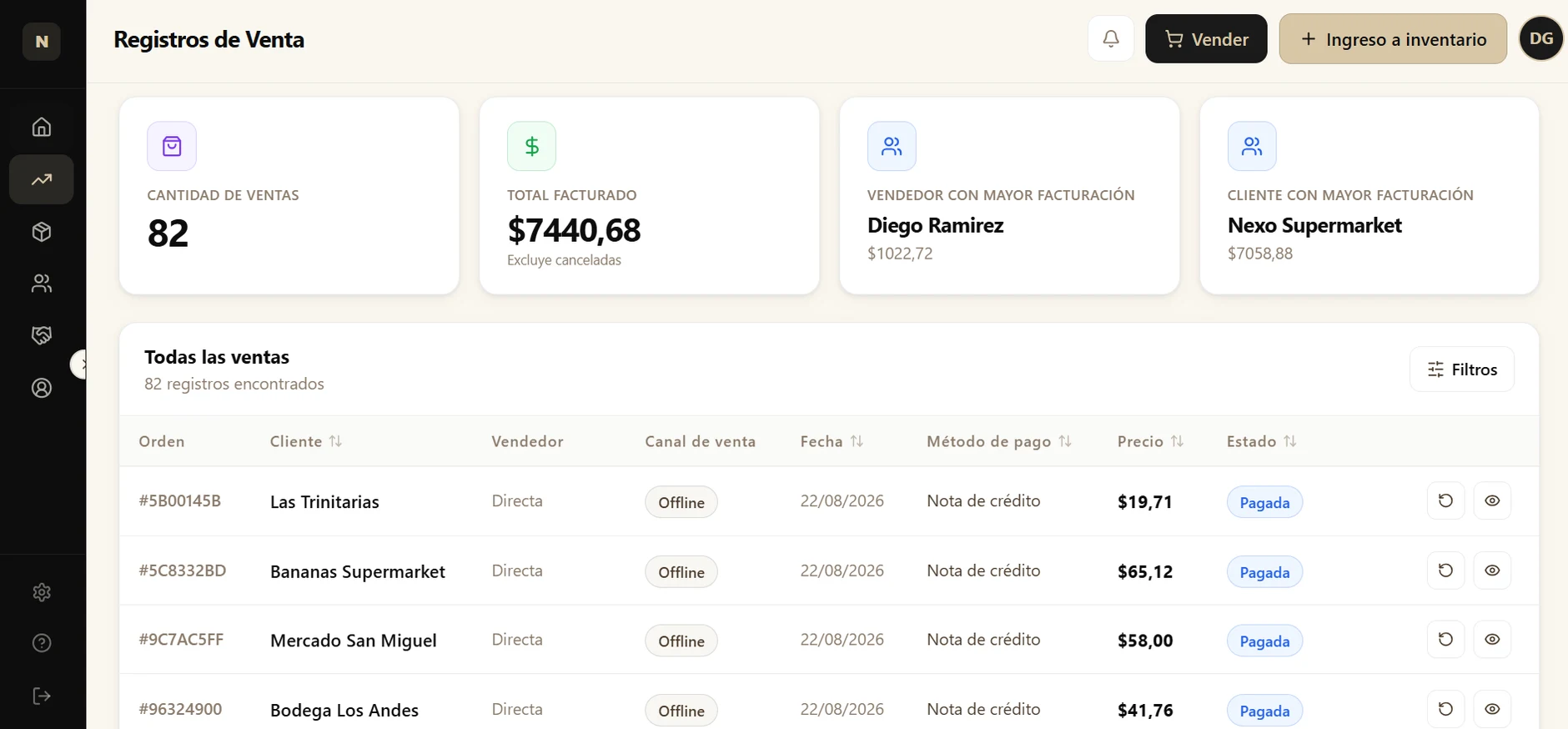 Módulo Ventas de Nexo